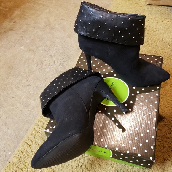 Women's Black Ankle Heel Boots, Size 11M - Picture 1 of 6
